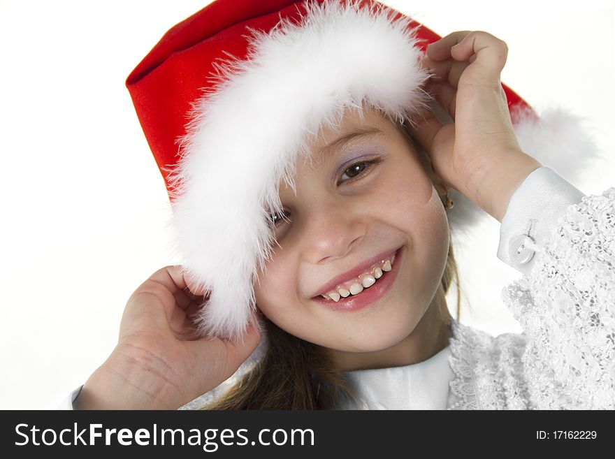 Cute little girl in claus hat