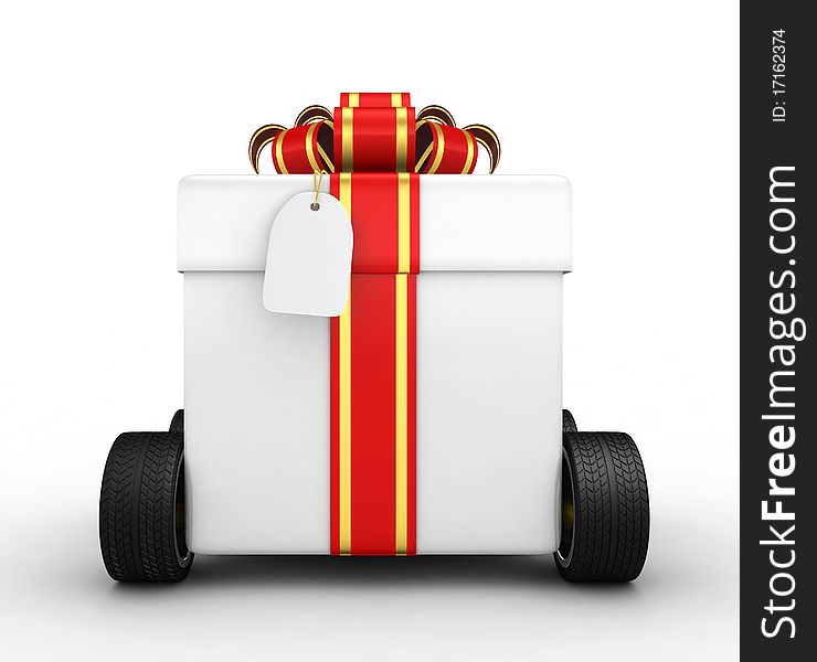 Gift box on wheels