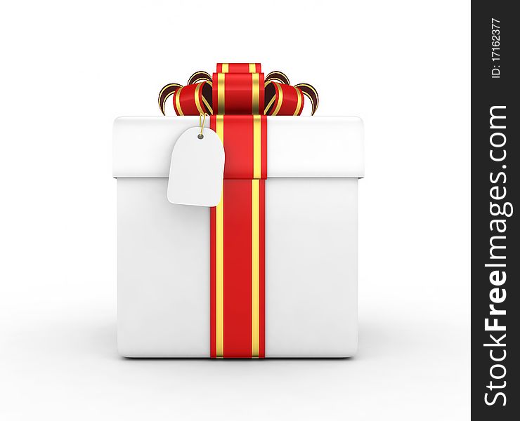 Gift box on the white background - 3d render. Gift box on the white background - 3d render