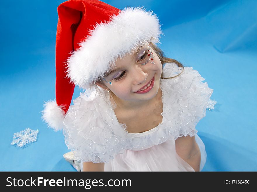 Cute little girl in claus hat