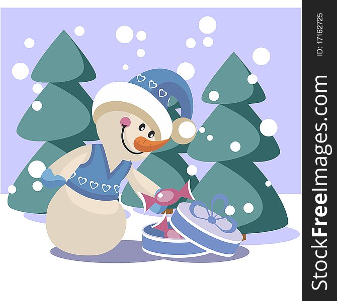 Cartoon Snowman in color 19. Cartoon Snowman in color 19