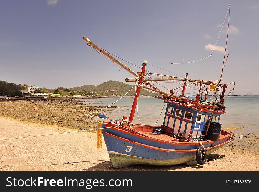 Fishing boat on the beach, east of Thailand