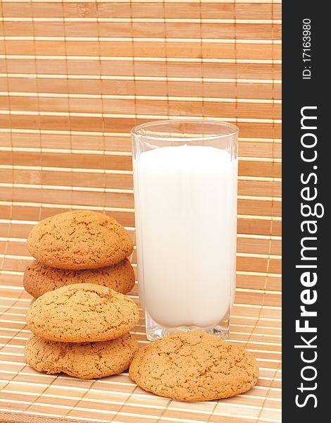 Oatmeal Cookies And Milk In A Glass