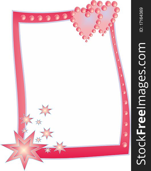 Beautiful abstract frame with stars and hearts