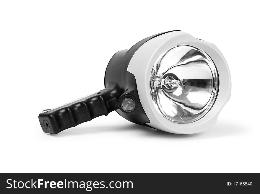 Isolated black flashlight on a white background