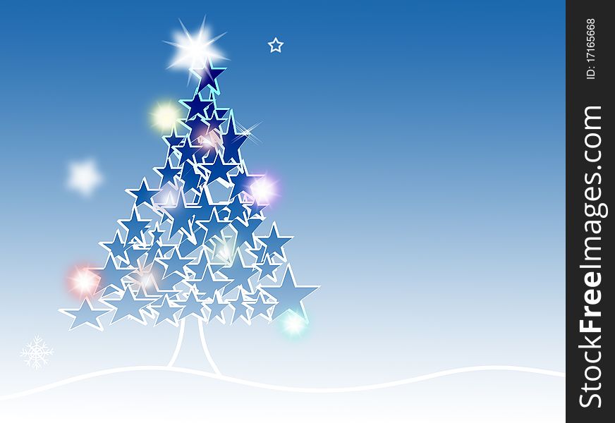 Christmas background and christmas tree illustration