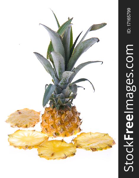 Whole fresh pineapple on white background