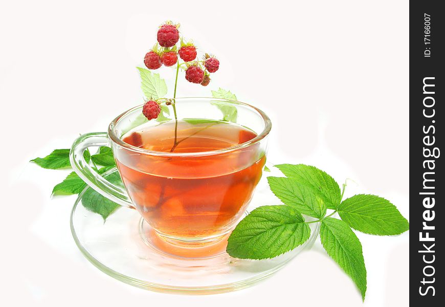 Fruit red tea with raspberry berries. Fruit red tea with raspberry berries