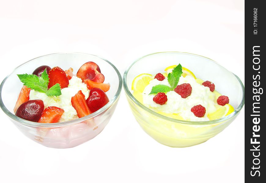 Two Cherry Desserts With Pudding And Jelly