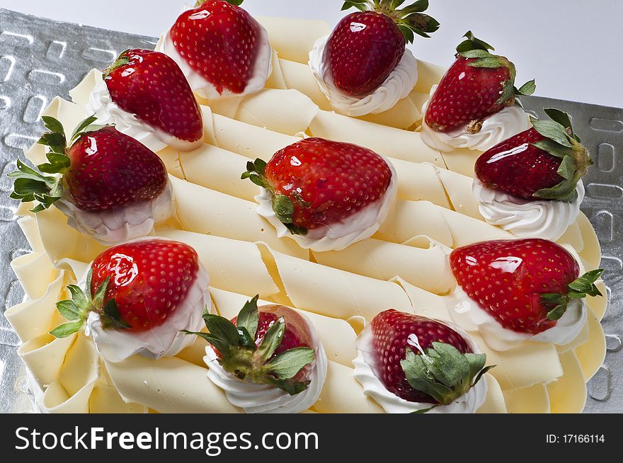 Delicious fruit cake with different ingredients for party