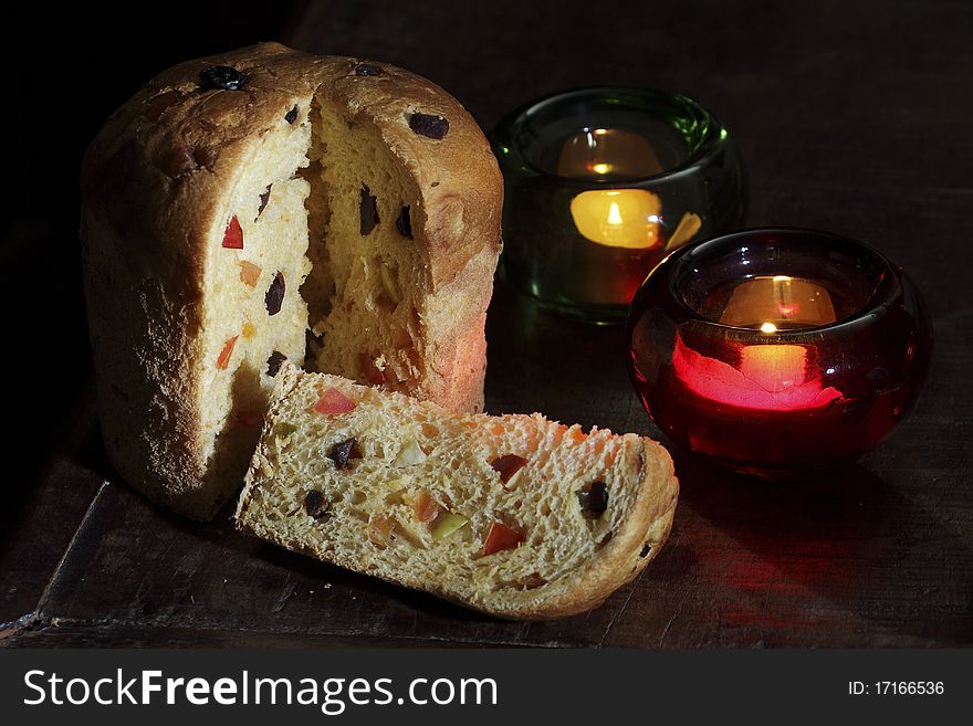 Panettone baked traditional Christmas fruit from different countries