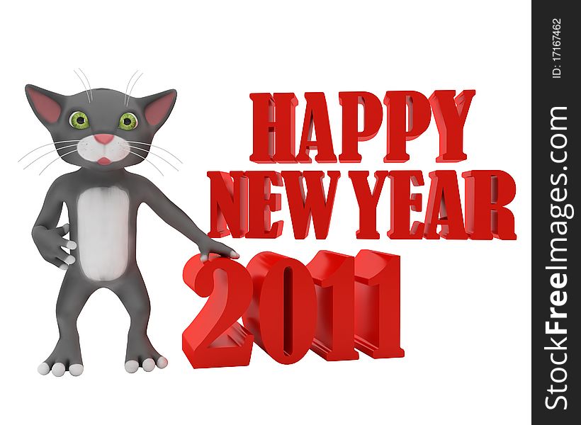 Kitten Wishes You Happy New Year