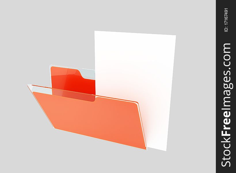Red folder with empty white sheet of paper