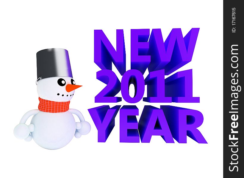 Happy Snowman Near NEW 2011 YEAR Text