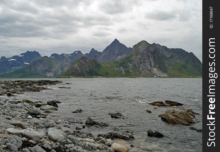 Rough and beautiful landscape Lofoten Islands in Norway