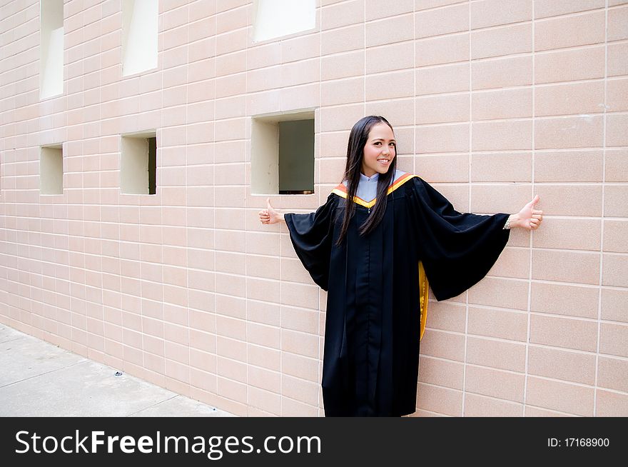 New graduated girl student in black uniform. New graduated girl student in black uniform