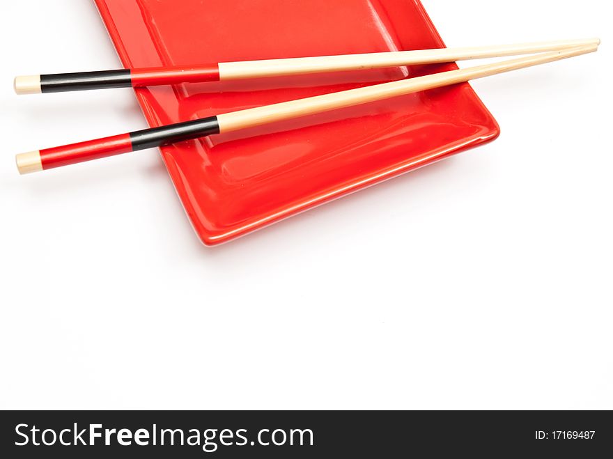 Black and red sushi set isolated on white background. Black and red sushi set isolated on white background