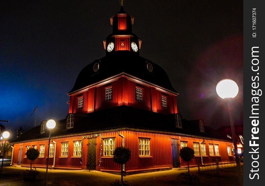 Historic red town hall in Lidköping