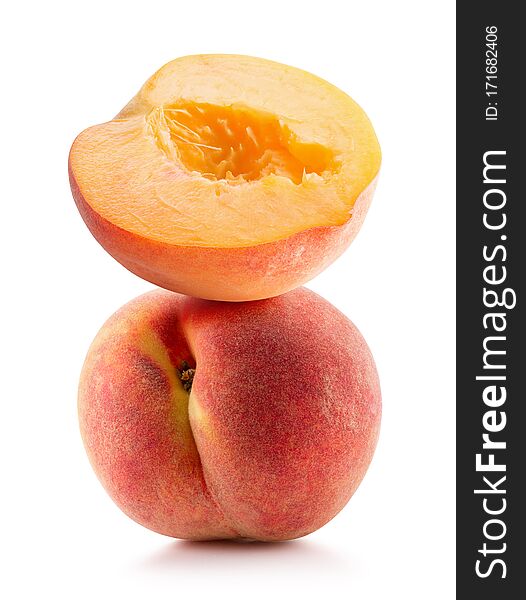 Set of peaches isolated on a white background