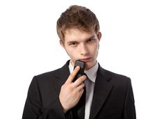 Man With A Telephone Royalty Free Stock Image Man With A Telephone Royalty Free Stock Image