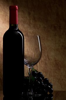 Bottle With Red Wine And Glass And Grapes Stock Photo Bottle With Red Wine And Glass And Grapes Stock Photo