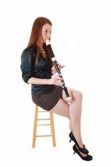 Girl Playing Flute. Royalty Free Stock Image Girl Playing Flute. Royalty Free Stock Image