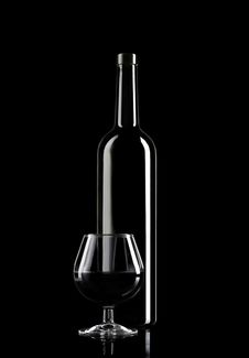 Glass Of Wine And Wine Bottle Stock Image Glass Of Wine And Wine Bottle Stock Image