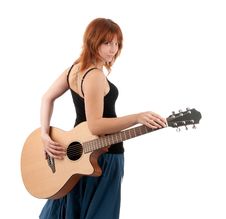 Woman With Guitar Royalty Free Stock Image Woman With Guitar Royalty Free Stock Image