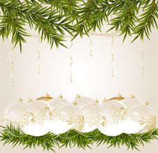 Gold End Withe Transparent Christmas Ball Stock Photos