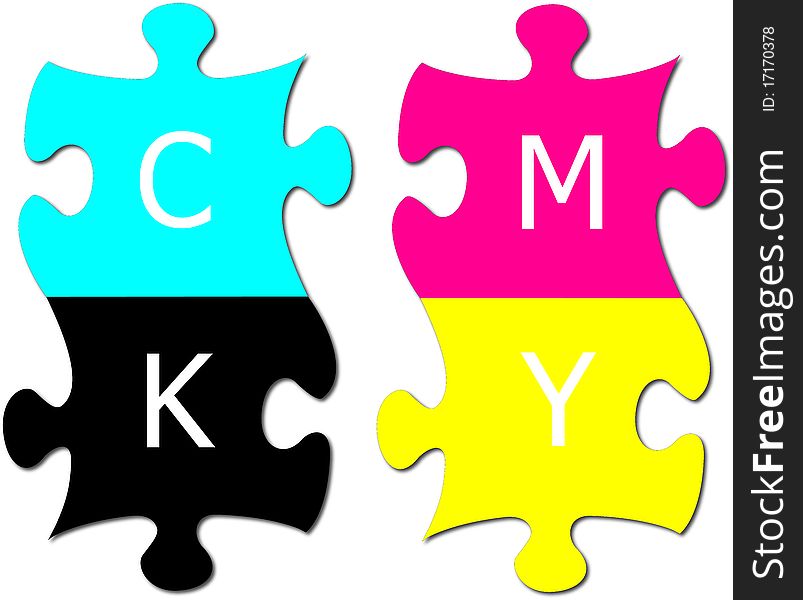 puzzle with letters cmyk