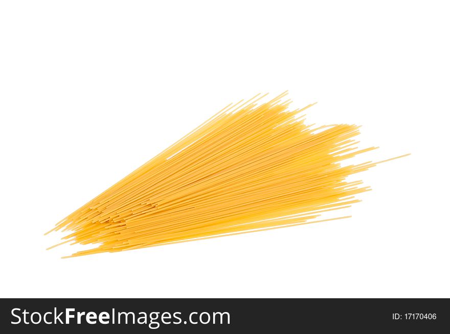 Spaghetti on a white background is not cooked