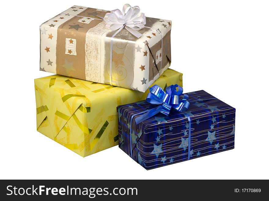Gift boxes  at Christmas or New Year, isolated on white background.
