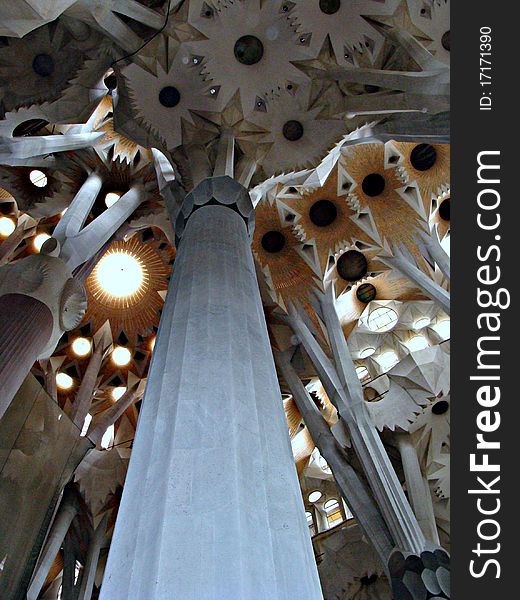 Detail inside Sagrada Familian in Barcelona - Spain. Detail inside Sagrada Familian in Barcelona - Spain