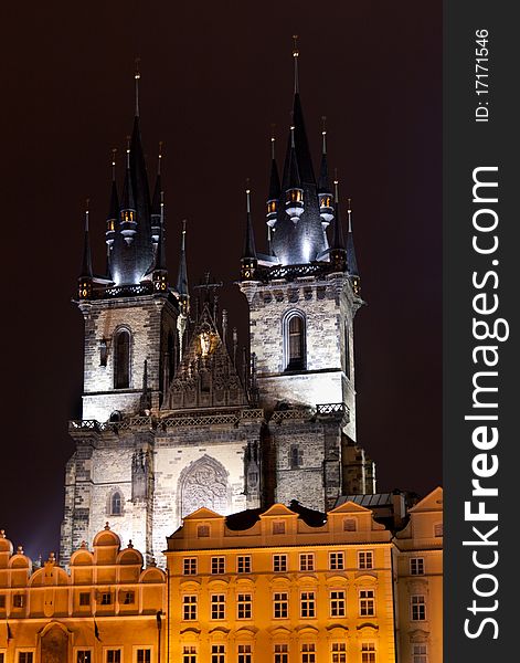 Old Town Square, night view of Prague