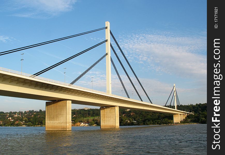 Bridge crosses the Danube River in Novi Sad Serbia. Bridge crosses the Danube River in Novi Sad Serbia