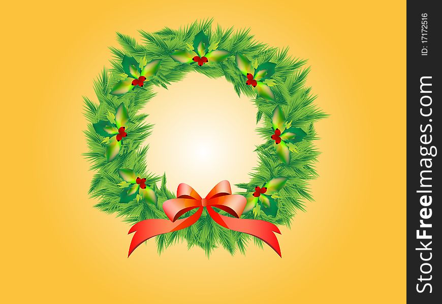 Christmas wreath with a red bow
