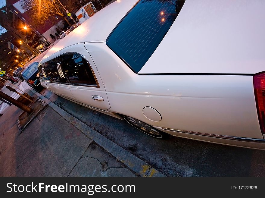 Long pink limousine in Boston. Long pink limousine in Boston