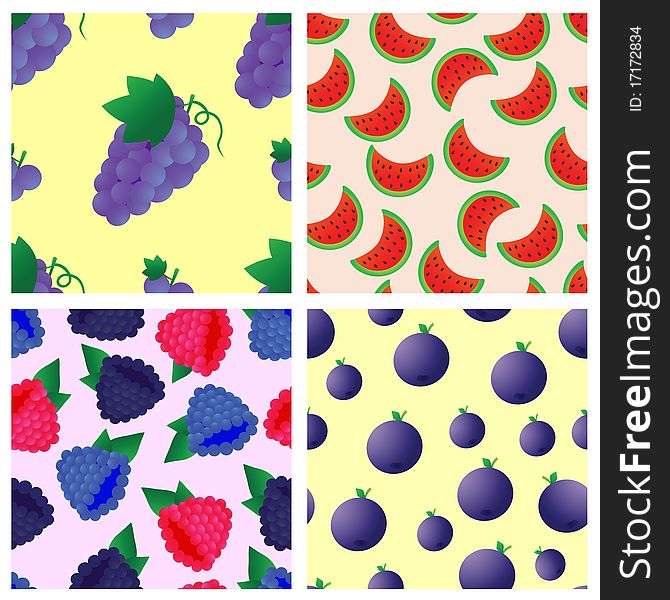 Set of four berries seamless for your design