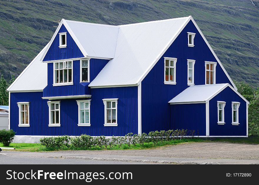House of blue sheet in Iceland. House of blue sheet in Iceland