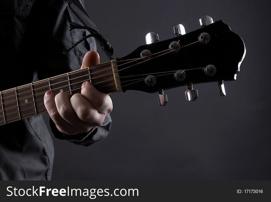 Close up view on a guitar