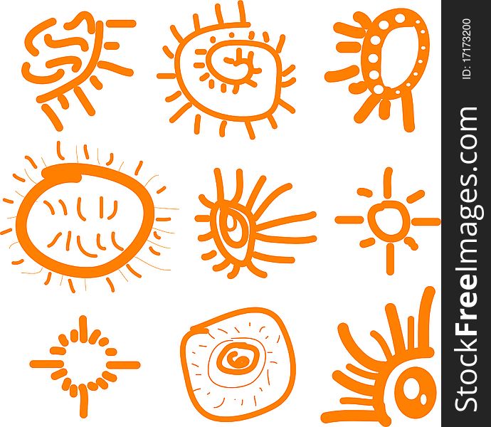 Various Orange Sun Burst Background. Various Orange Sun Burst Background