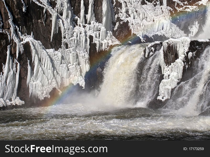 Rainbow on waterfall Croton River. Rainbow on waterfall Croton River