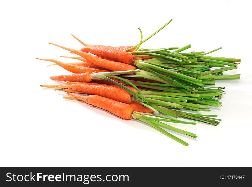 Fresh Baby Carrots Isolated on a White Background