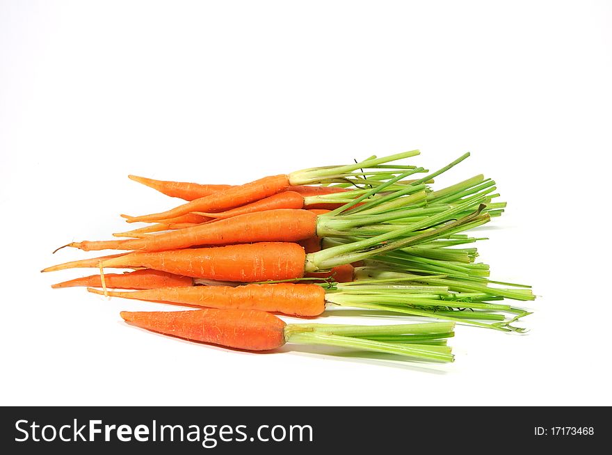 Fresh Baby Carrots Isolated on a White Background