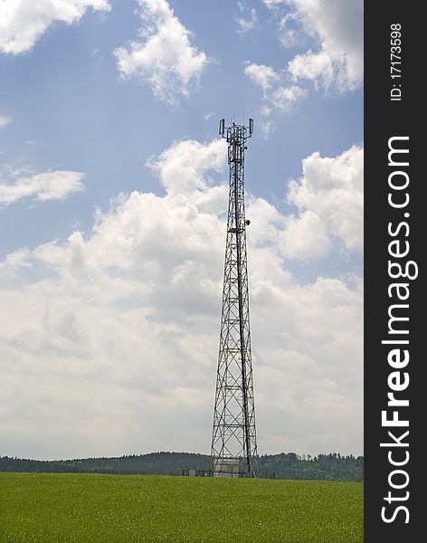 Antenna pylon tower or transmitter, wireless communication, background. Antenna pylon tower or transmitter, wireless communication, background