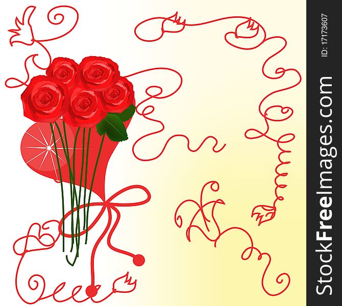 Ridiculous card with red roses and heart. Ridiculous card with red roses and heart