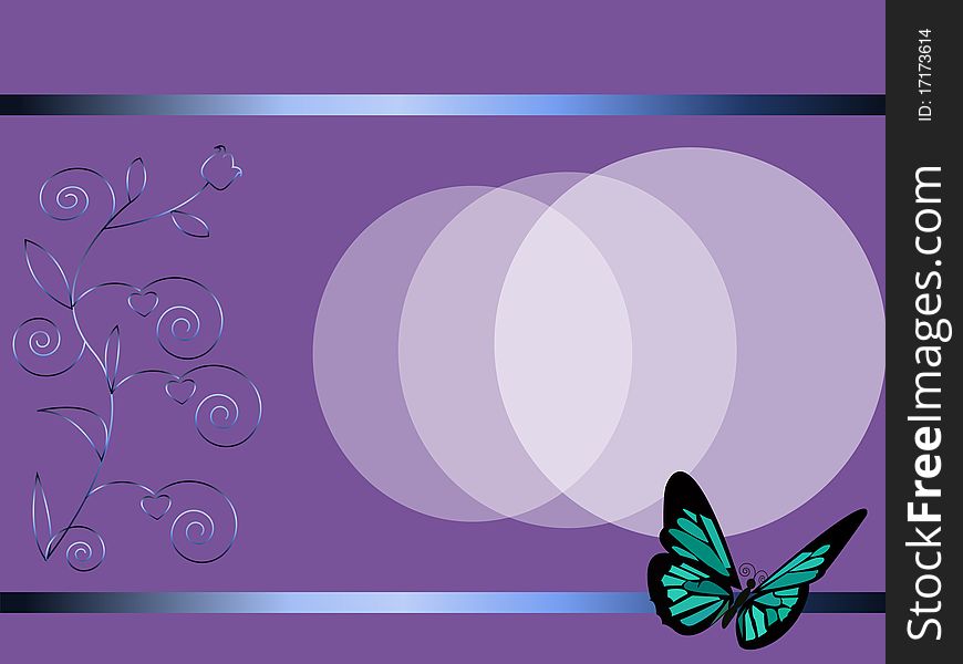 The butterfly on a lilac background. The butterfly on a lilac background