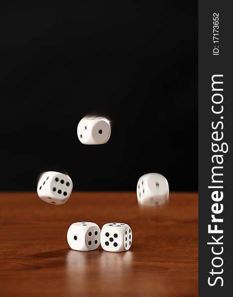 Gambling, close up view on falling dice