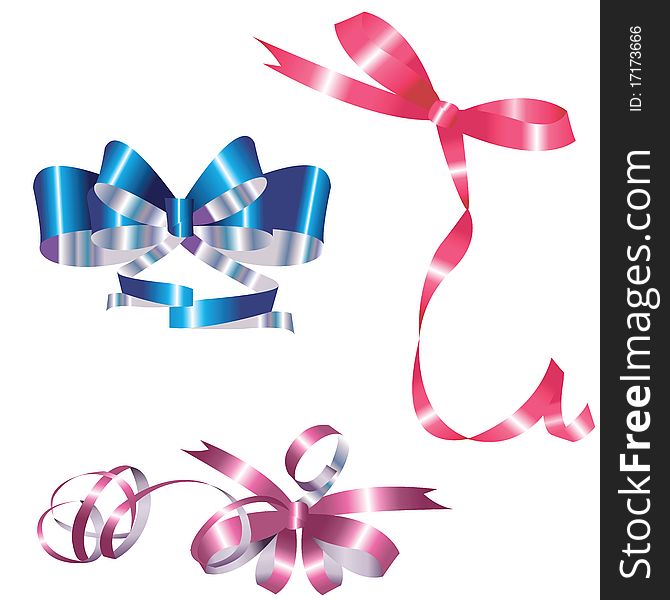 Collection of color celebratory bows. Collection of color celebratory bows