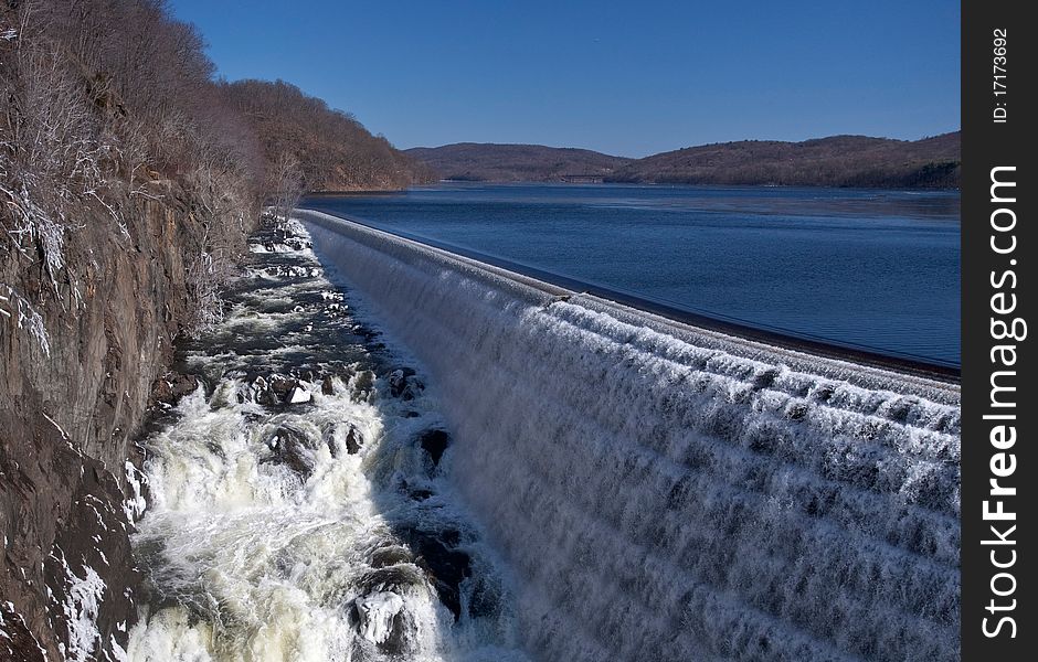 Waterfall on Croton Dam, winter